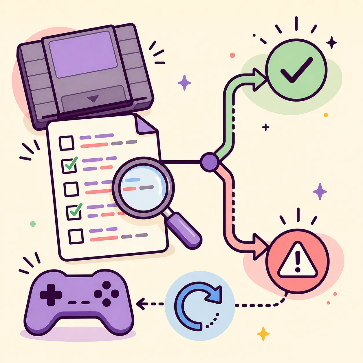 AI-generated explanatory decision diagram for troubleshooting Eden Emulator cheats
